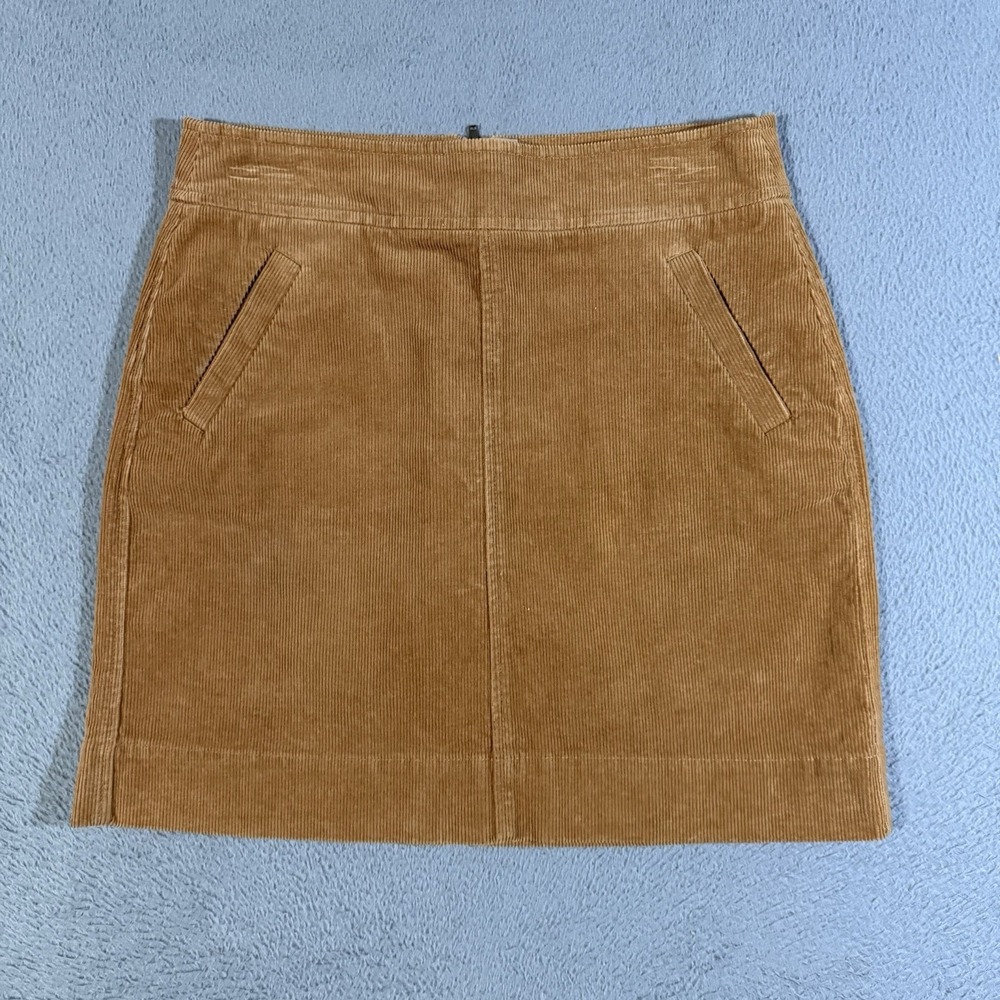 VTG Ann Taylor LOFT Womens Skirt Size 2P Brown Corduroy Mini Y2K Rear Zip Boho‎